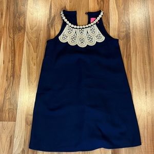 Lily Pulitzer navy and gold trim girls dress